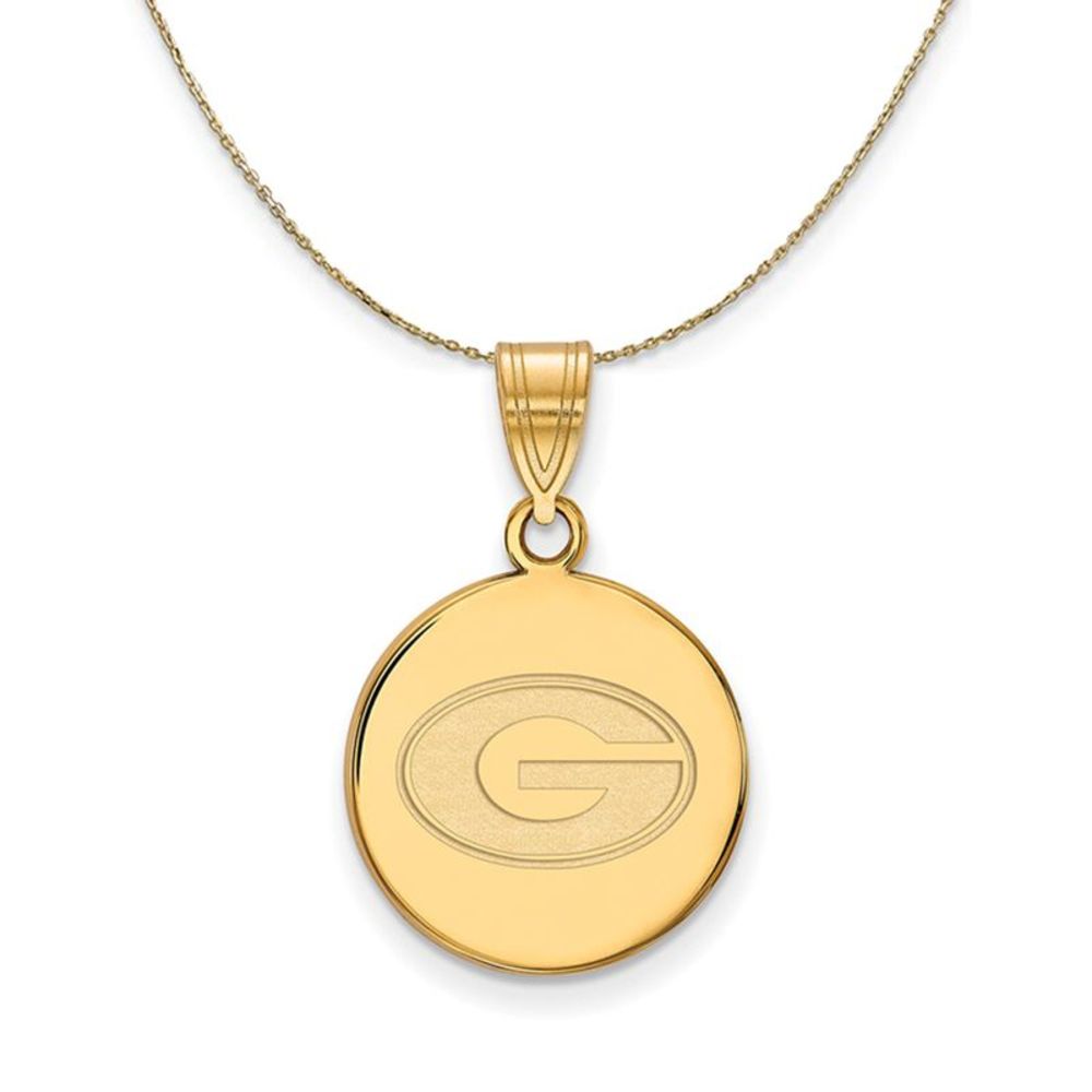 14k Yellow Gold U. of Georgia Medium Disc Necklace - 22 Inch
